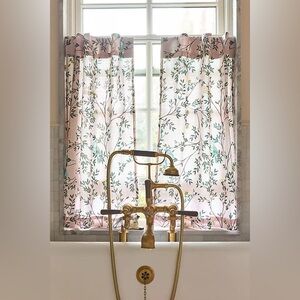Anthropologie Priyanka Organic Cotton Bird Café Curtains 36” x 25” Set of 2